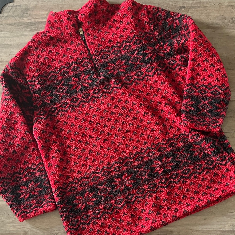 Cozy Red and Black Zip-Up Unisex Sweater